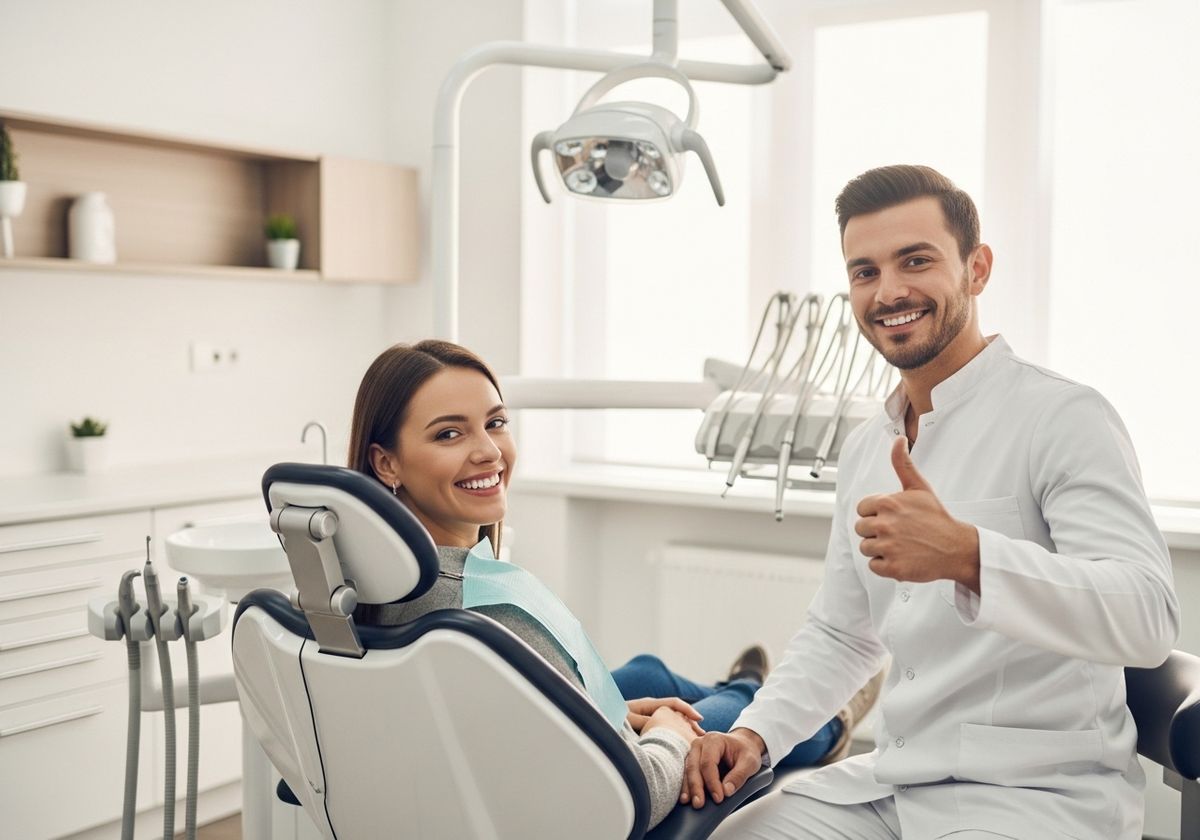 Happy Patient and Dentist Giving Thumbs Up