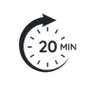 black icon of a 20 minute timer black icon of a 20 minute timer