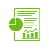 green icon of a paper report with data tables