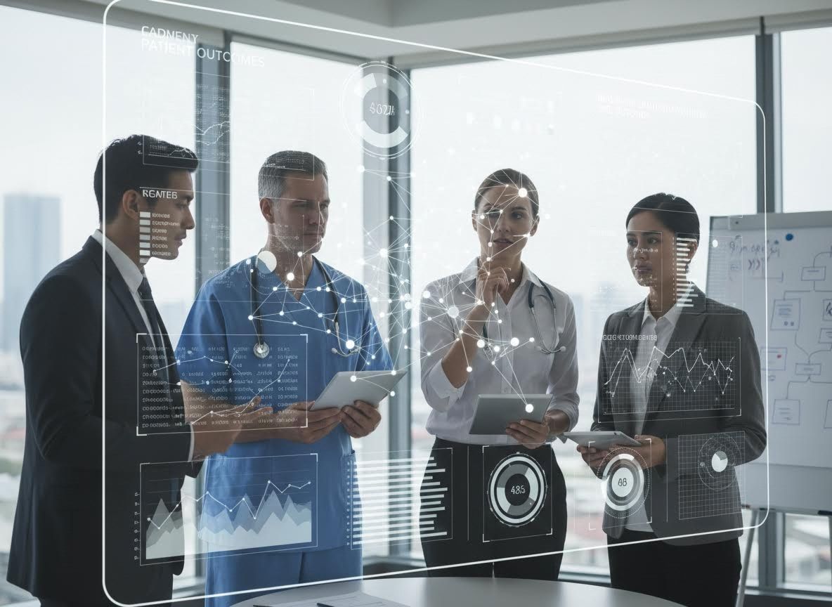 Healthcare and Business Team Analyzing Medical Data