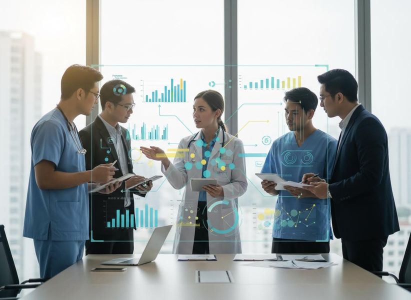 Medical Team Discussing Digital Data Analysis