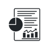 black icon of data reports and graphs on a piece of paper black icon of data reports and graphs on a piece of paper