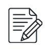 black icon of a paper and pencil black icon of a paper and pencil