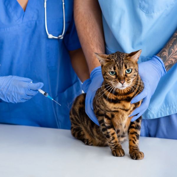 Cat getting a vaccine