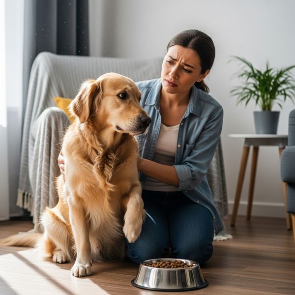 A concerned owner observes their dog refusing to eat
