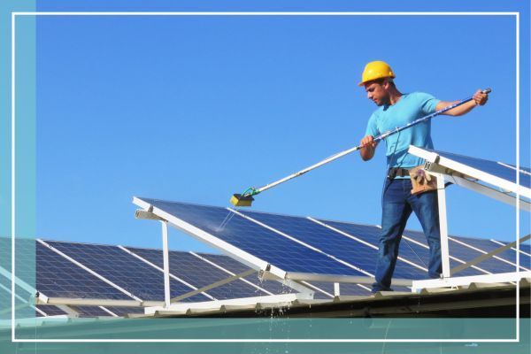 cleaning a solar panel