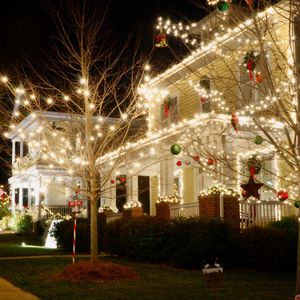 houses lit up for Christmas