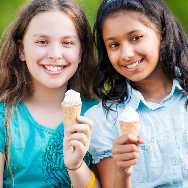 two girls with icecream cones