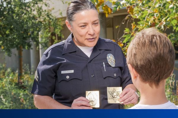 Police Officer talks to a child 