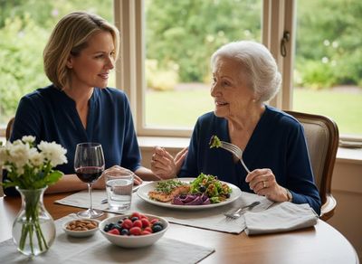 Two women sharing a healthy meal