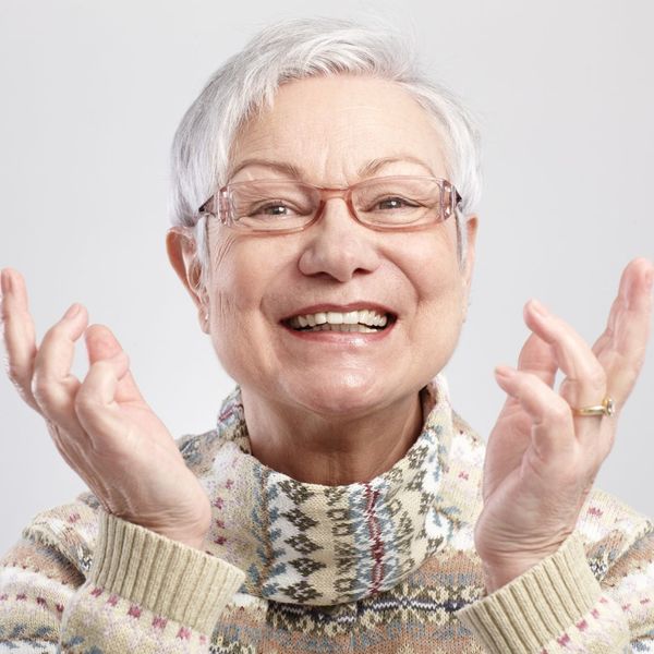 elderly woman with big smile