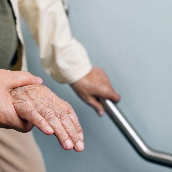 person using a handrail 