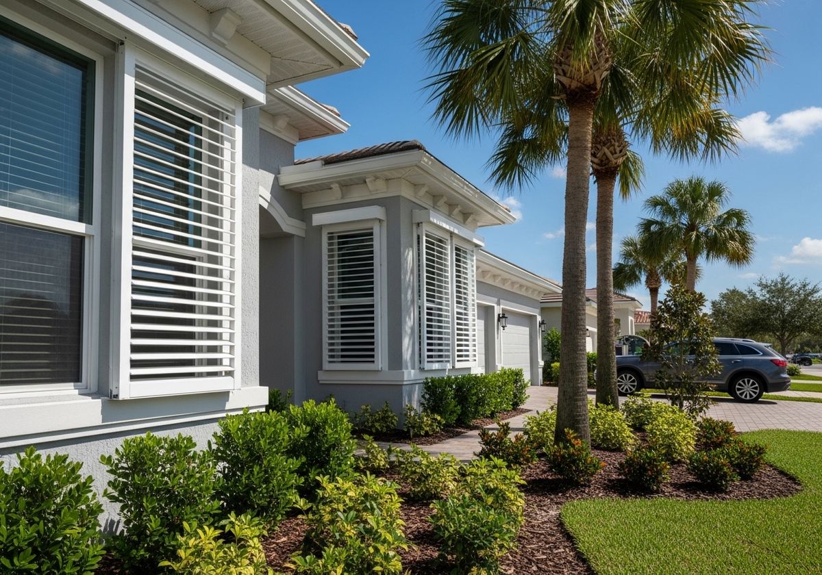 Exterior of upscale suburban home with landscaping