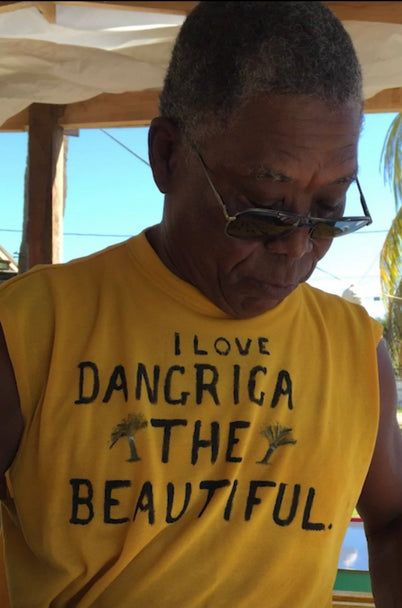 Crispin Mejia Sr in "I Love Dangriga the beautiful" shirt