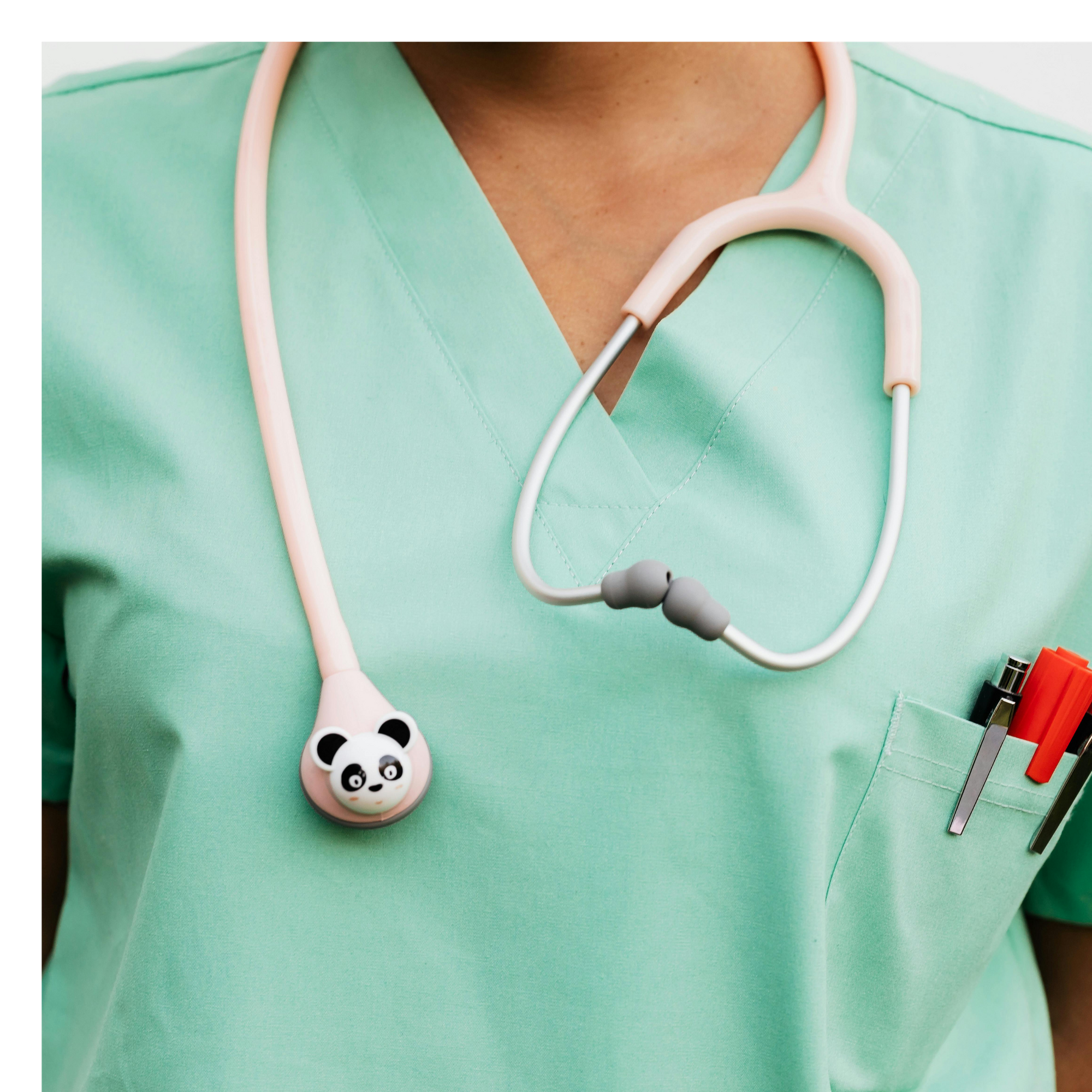 nurse with a stethoscope around her neck.