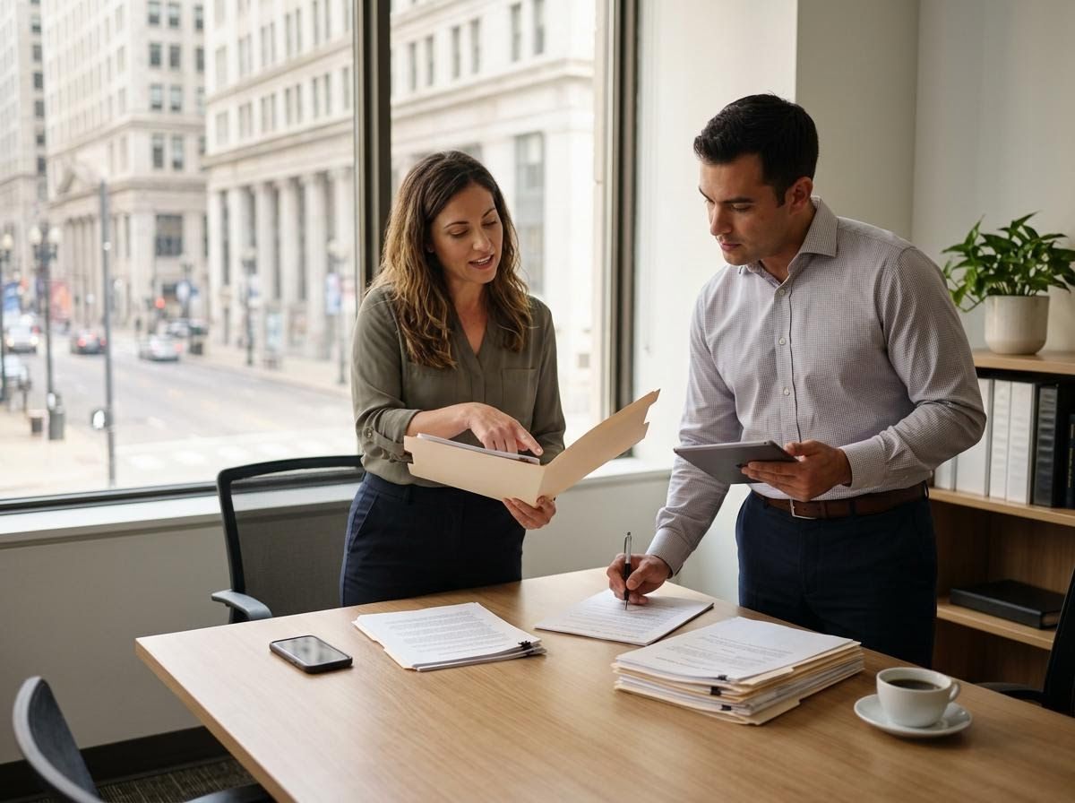 Business professionals collaborating in an office