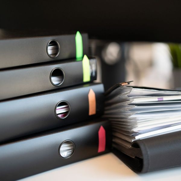 closeup of binder and files closeup of binder and files