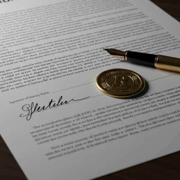 legal document with signature on a desk 