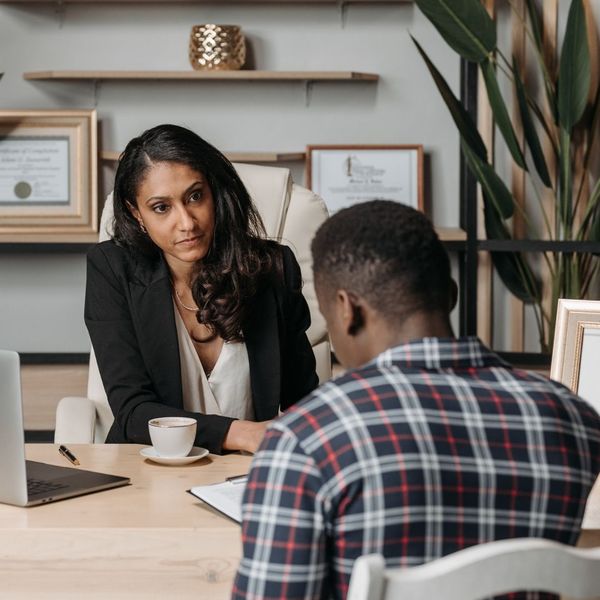 lawyer consulting with client