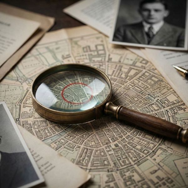 A magnifying glass on a map symbolizing expert skip tracing services.