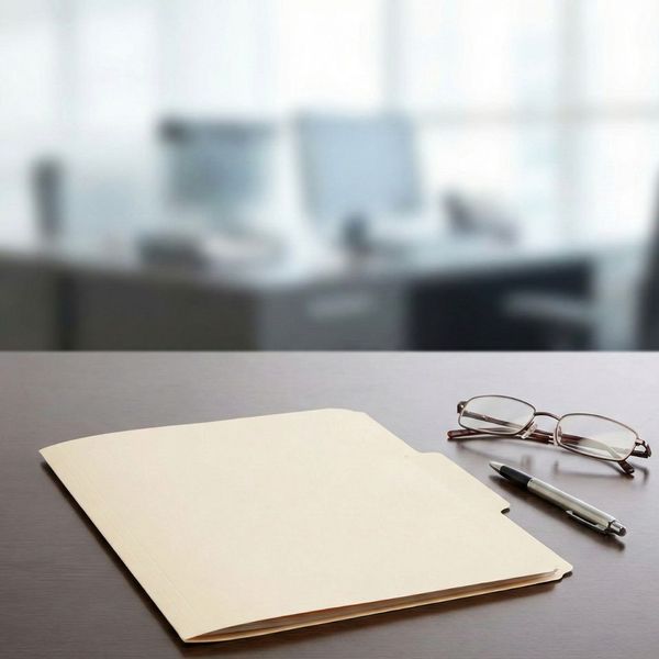 A confidential report folder on a desk representing the final skip tracing results.