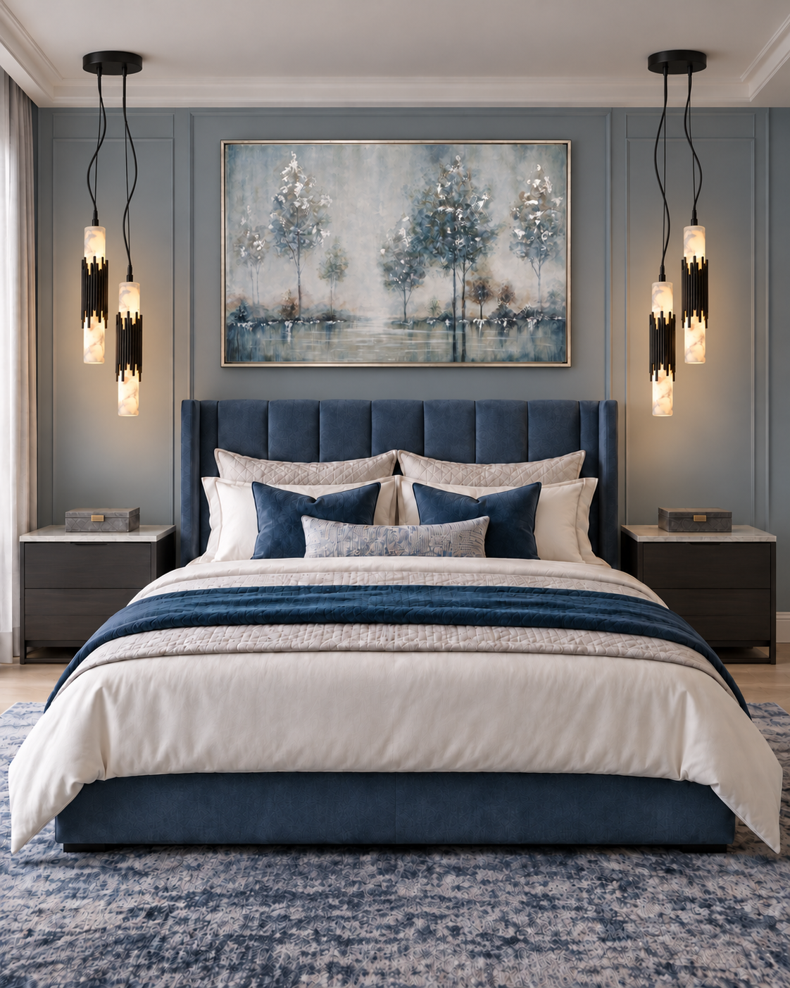 Elegant bedroom with alabaster pendants.png