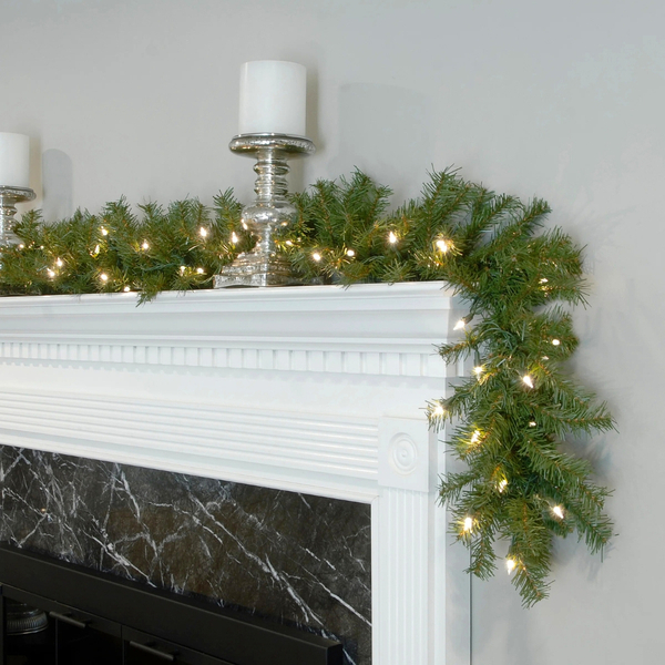 holiday mantel with garland