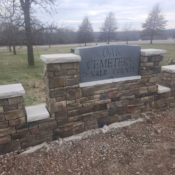 masonry work by a cemetary