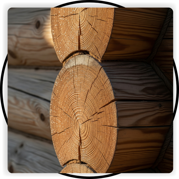 timber joints together on a log wall