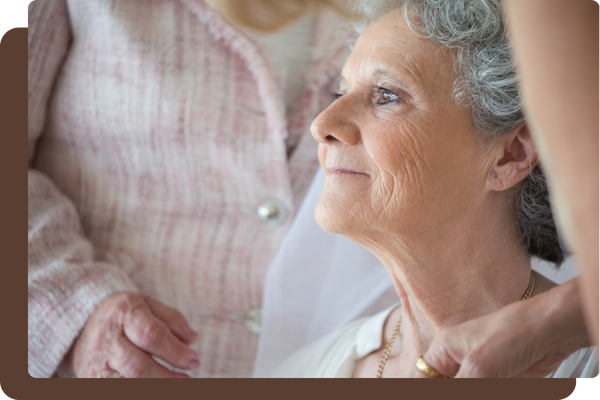smiling older woman looking off into the distance smiling older woman looking off into the distance