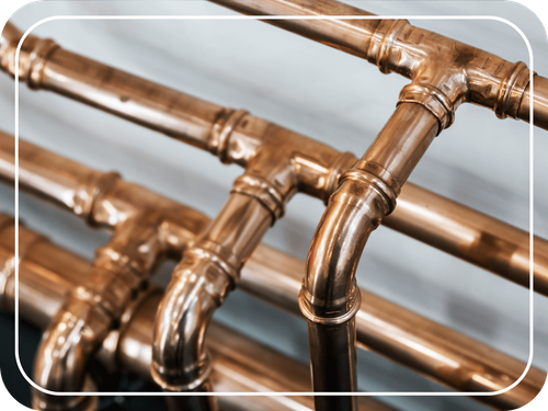 closeup of copper piping