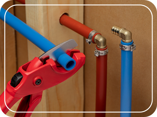 PEX piping being installed