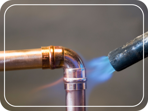 new copper piping being installed