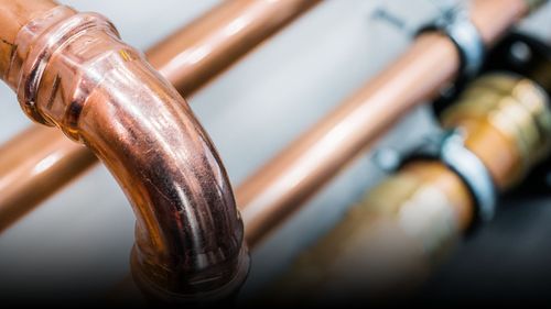 closeup of copper piping