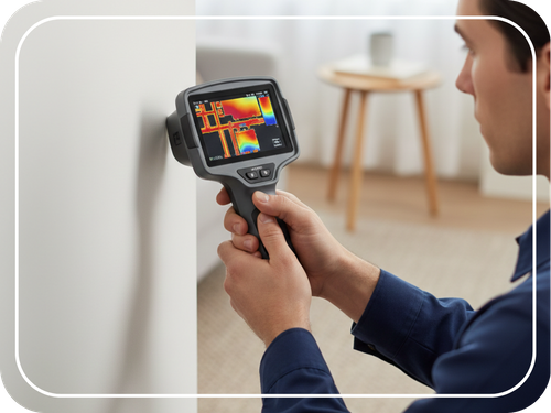 A non-invasive thermal scanning to detect hidden plumbing leaks behind walls