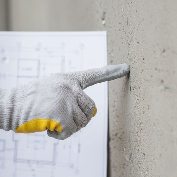 pointing at a crack in the foundation