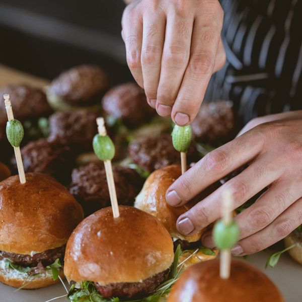 Platter of sliders.