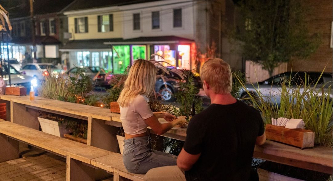 A couple enjoying a meal