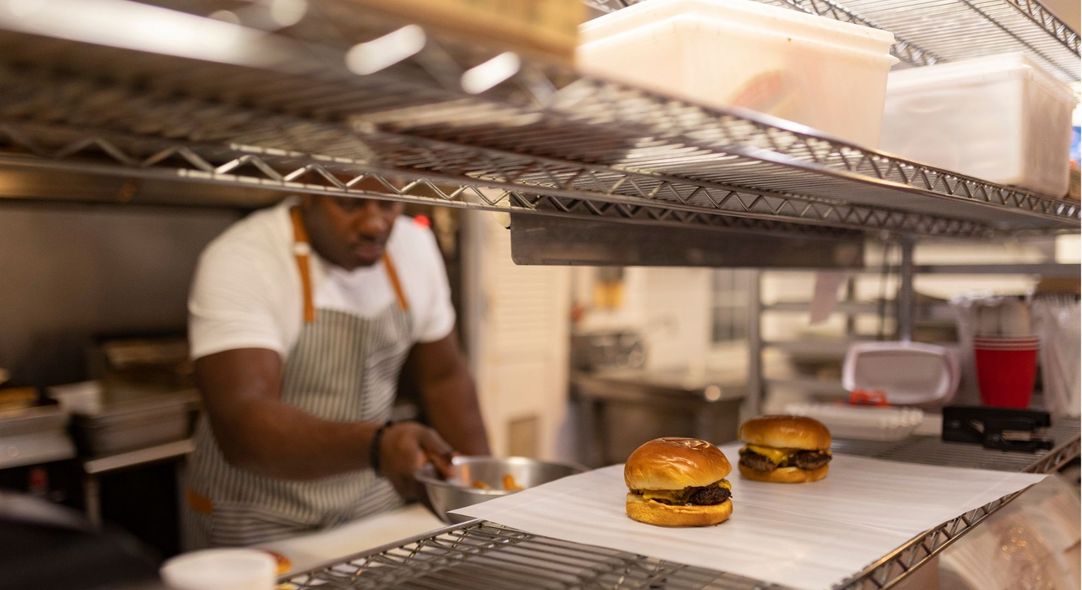 Chef preps Burgers