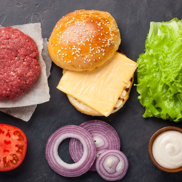 Ingredients for cheeseburger