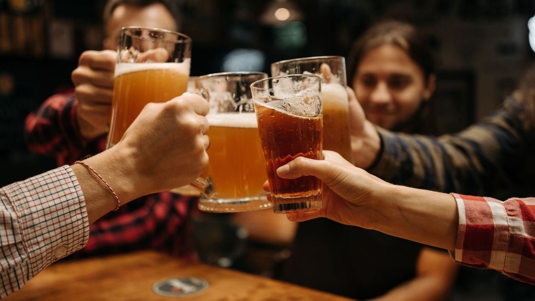 People drinking beer.