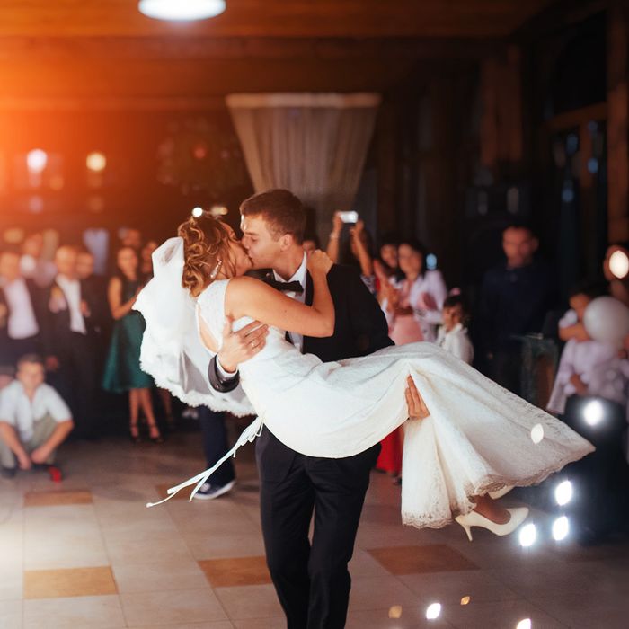 newlywed couple on dance floor