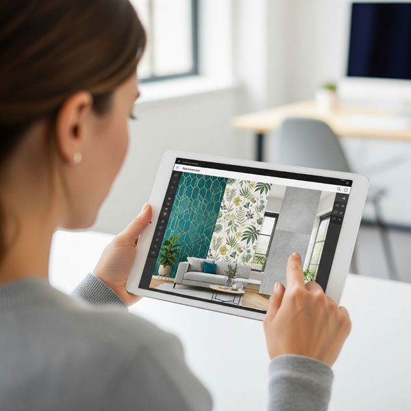 person looking at wallpaper on tablet