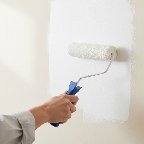 A painter's hand using a roller to smoothly apply white primer to a clean, prepared wall. The Functional Benefits of Wallpaper Removal BB Image 2.jpg