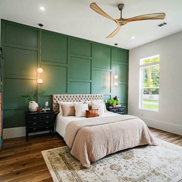 bedroom with green accent wall bedroom with green accent wall
