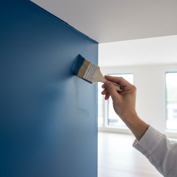 Professional painter applying a clean edge of interior paint with expert precision.