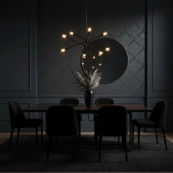 Florida dining room featuring elegant wallpaper design.