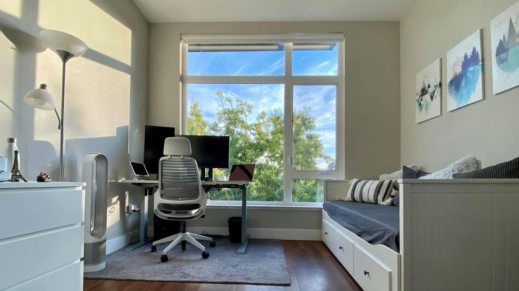 home office with green paint