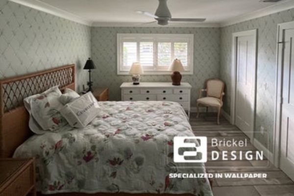 bedroom with wallpaper