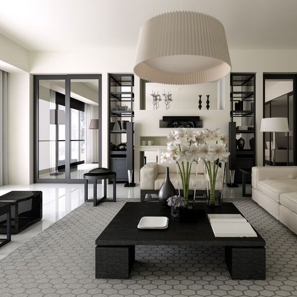 A luxurious interior with black furniture.